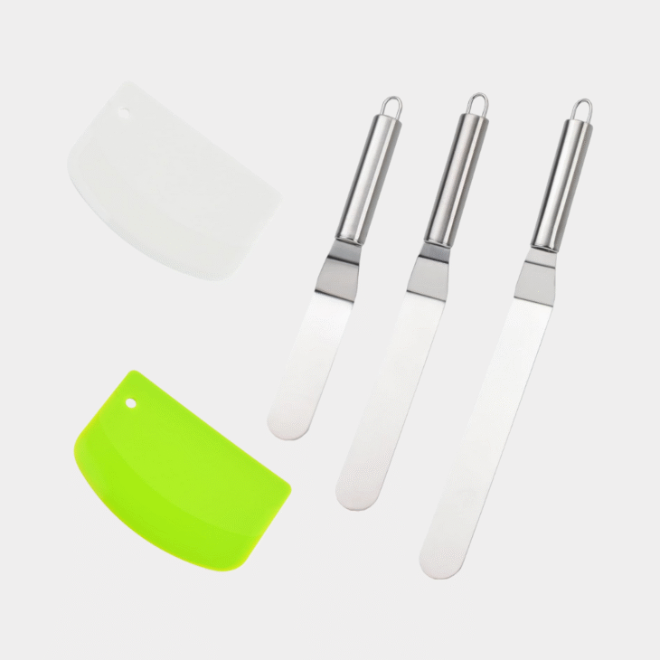Dough Scraper and Stainless Steel Cake Icing Spatula